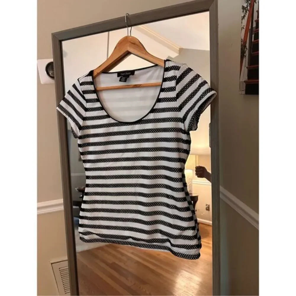 White House Black Market Striped Short Sleeve Shirt XS